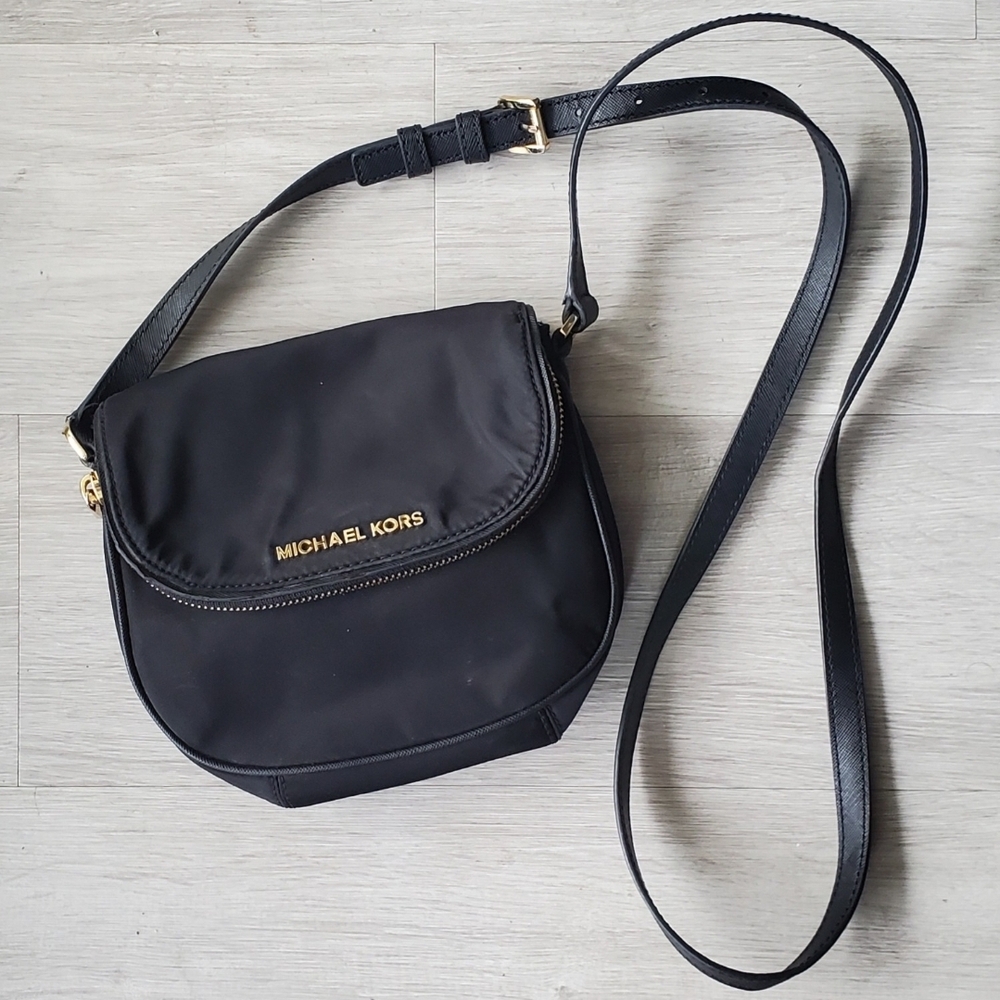 Michael Kors Black Crossbody Bag with Gold Logo